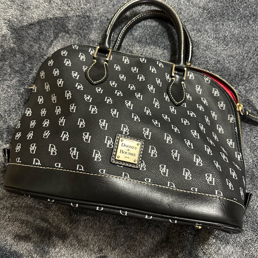 Dooney & Bourke Black and White Logo Satchel